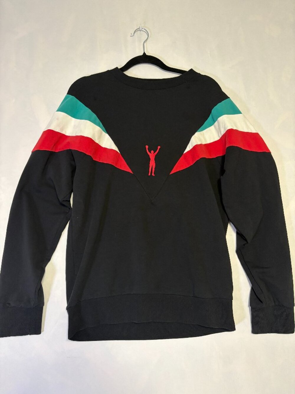 Sylvester Stallone Sly Inc Black Colorblock Crewneck Sweatshirt Retro Men' Large